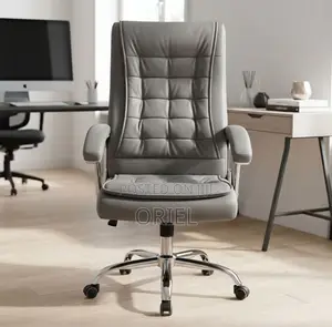 Gray Leather Office Chair : Grey Leather Workstation Chair