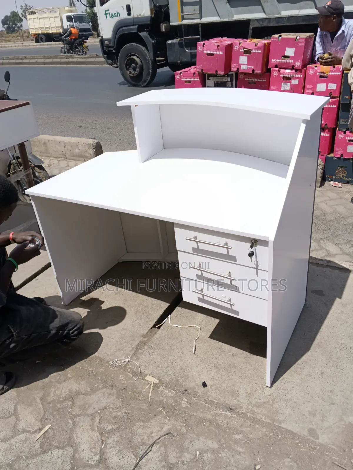 White Stripes Reception Desk