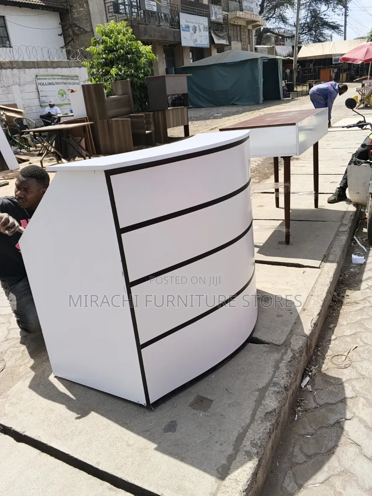 White Stripes Reception Desk