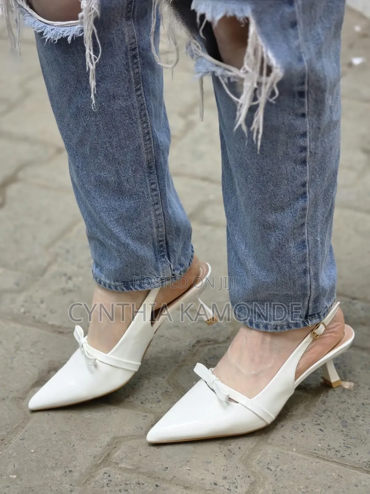 Bow Tie Slingback Kitten Pumps