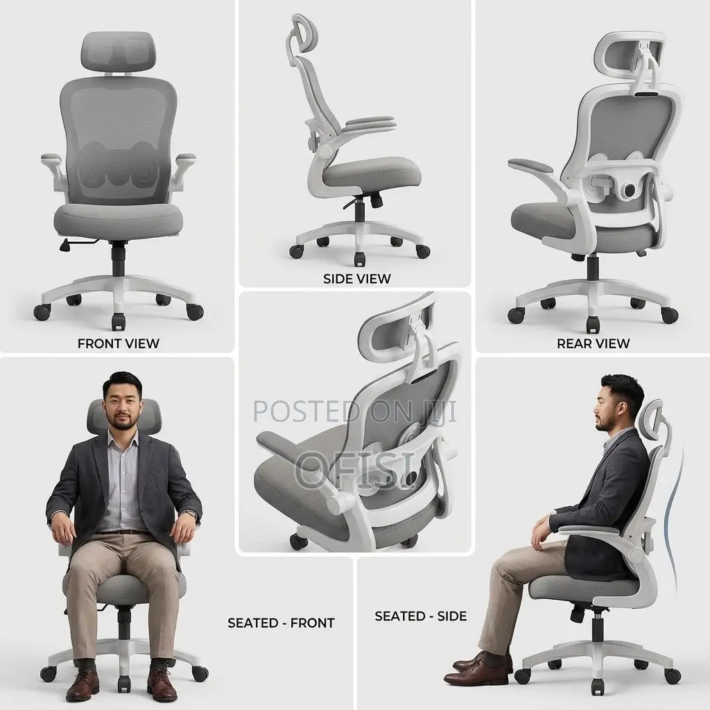 Office Chairs| White High-Back Orthopedic Office Seat
