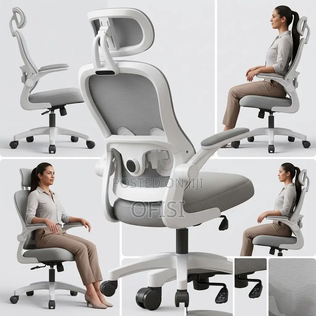 Office Chairs| White High-Back Orthopedic Office Seat