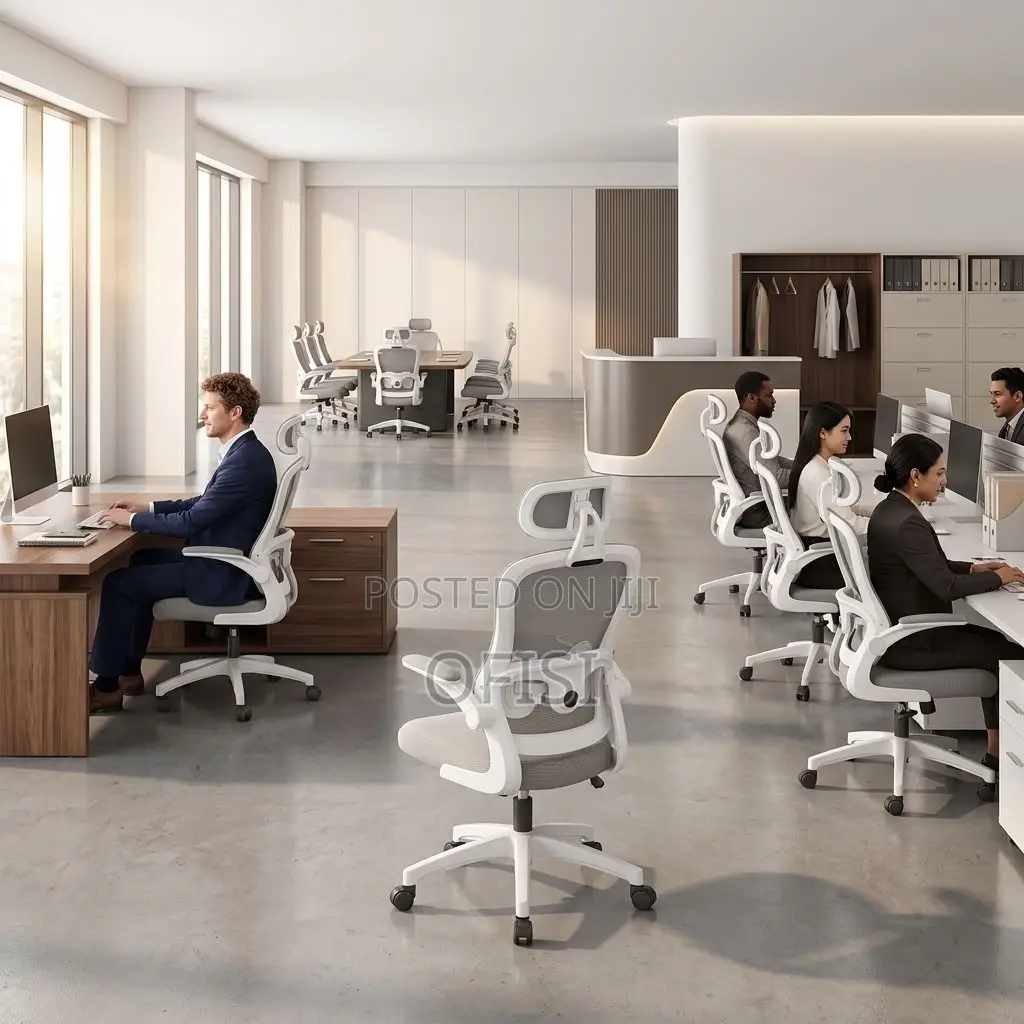 Office Chairs| White High-Back Orthopedic Office Seat