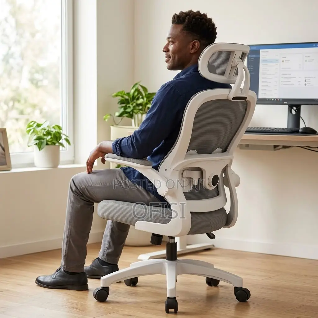 Office Chairs| White High-Back Orthopedic Office Seat