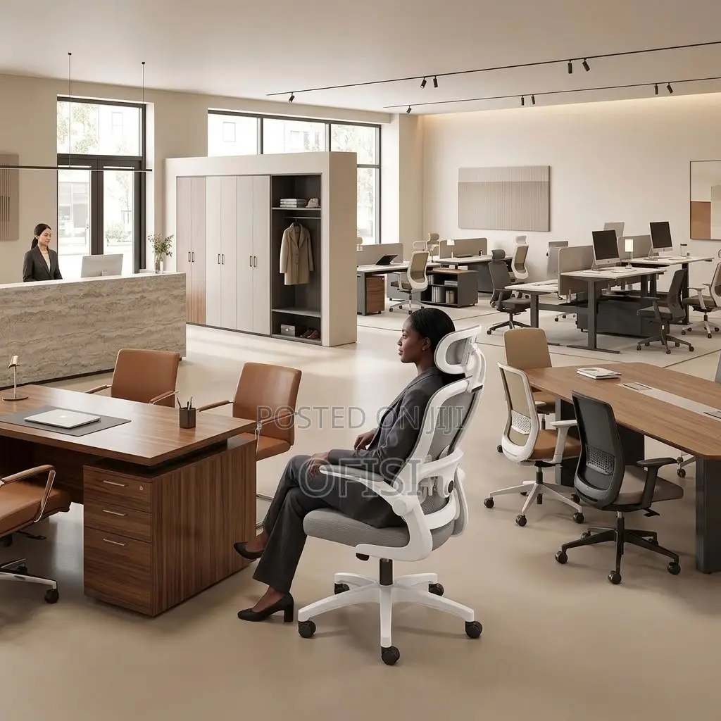 Office Chairs| White High-Back Orthopedic Office Seat