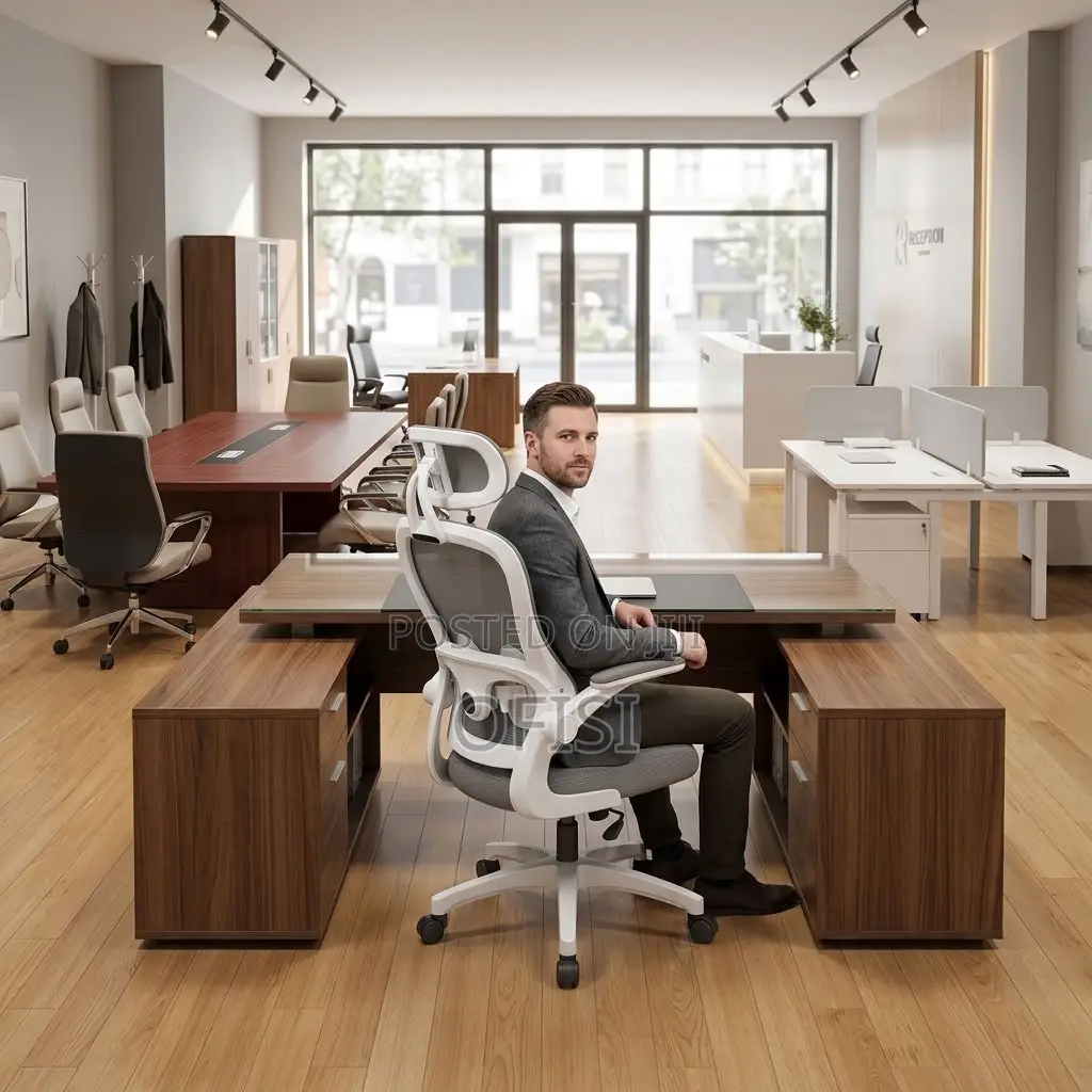 Office Chairs| White High-Back Orthopedic Office Seat