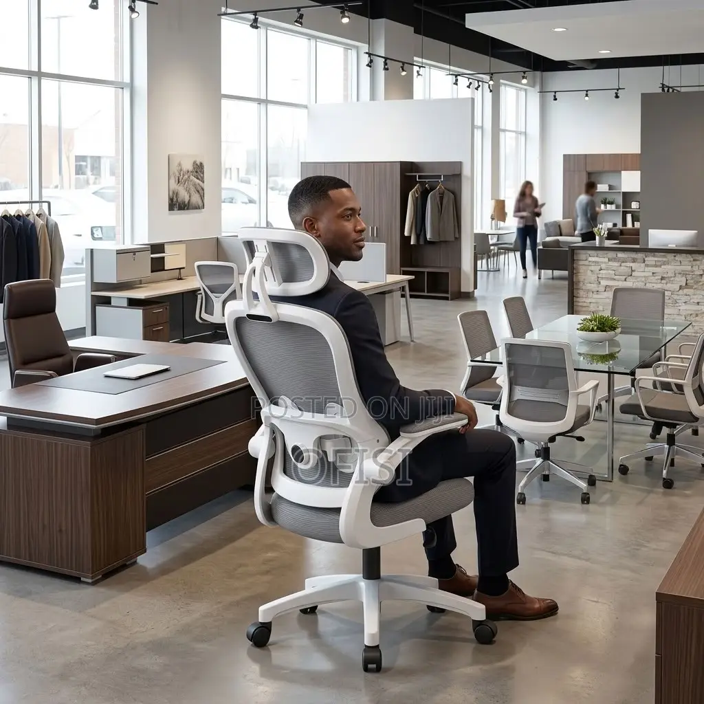 Office Chairs| White High-Back Orthopedic Office Seat