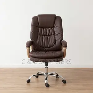 Brown Swivel Leather Office Seat