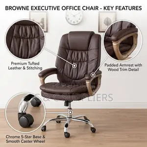 Brown Swivel Leather Office Seat