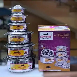 Happy Home 6Pcs Premium Heavy Gauge Stainless Steel Hotpot Set