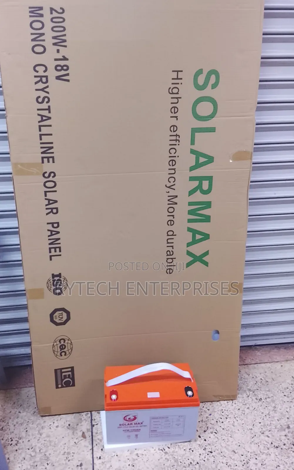 Solarmax 200watts Solar Panel+ 100ah Solar Battery