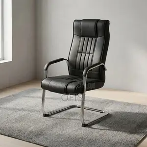 Office Chair; Black Leather Conference Chair