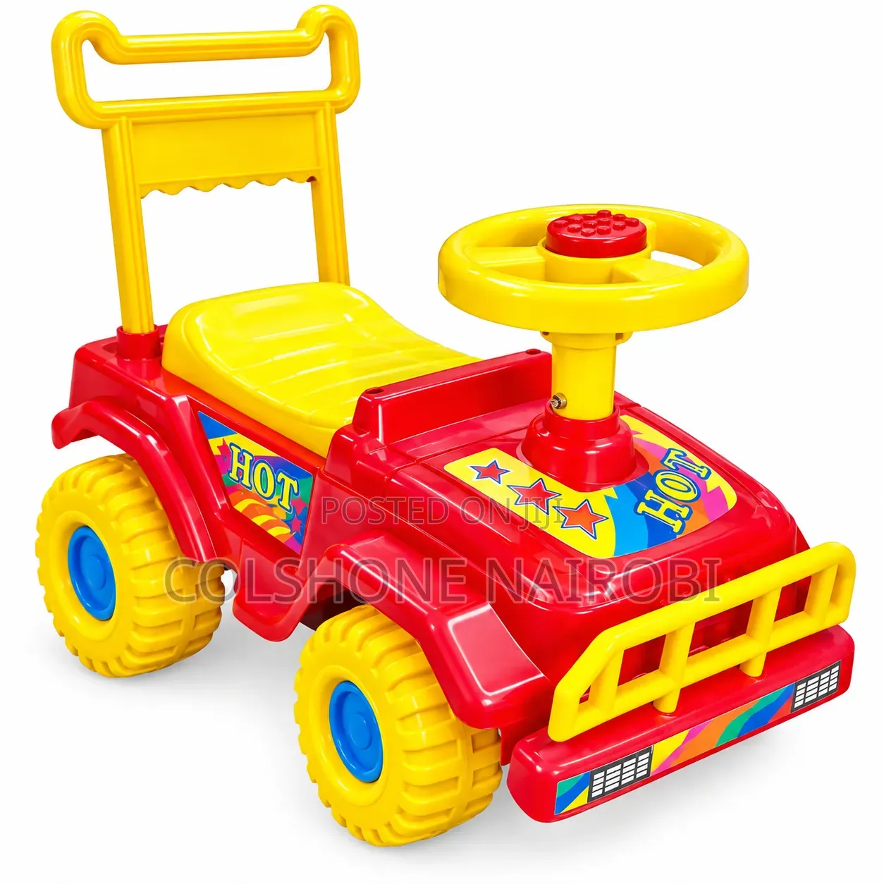 Kids Ride-on Push Car Toy With Steering Wheel & Push Handle