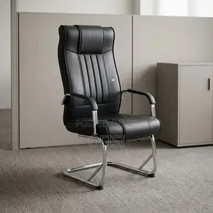 Office Chair; Black Leather Conference Chair