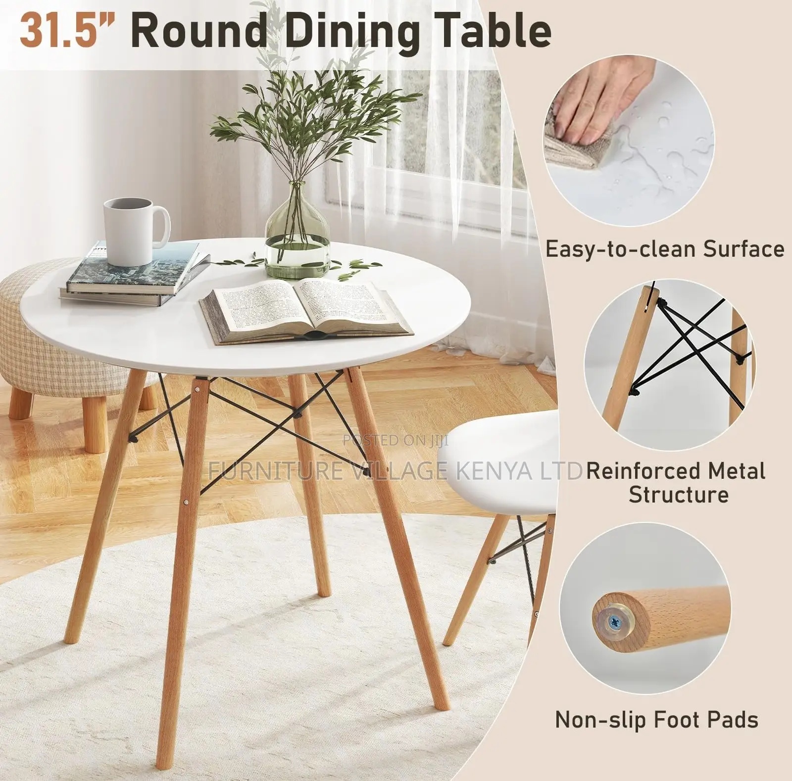 Dining Table; Round MDF/Wooden Frame High Dining Table
