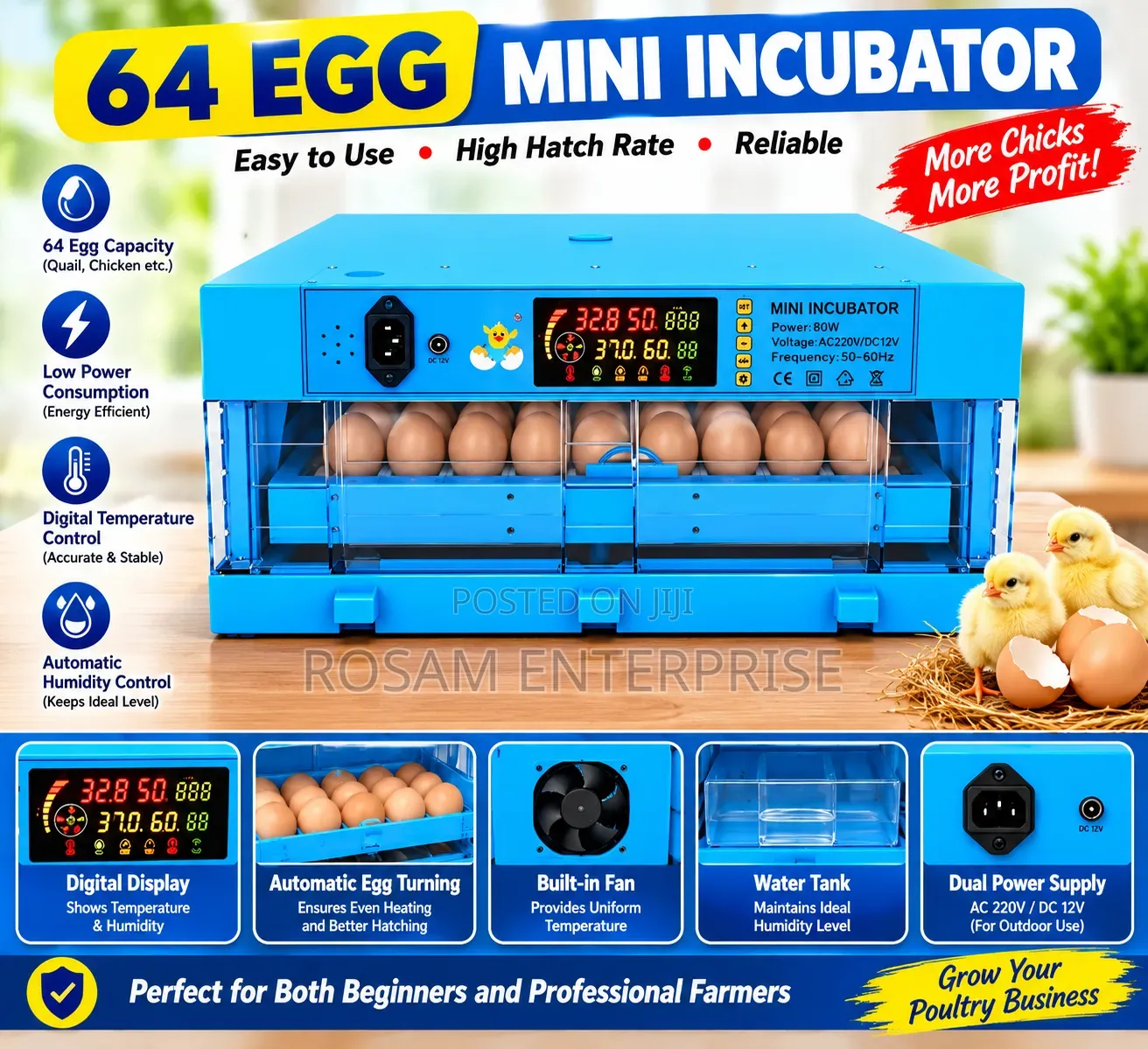 Incubator 64 Egg Capacity