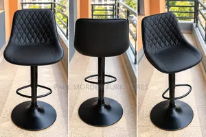 Leather Barstools With Hold-Accented Legs