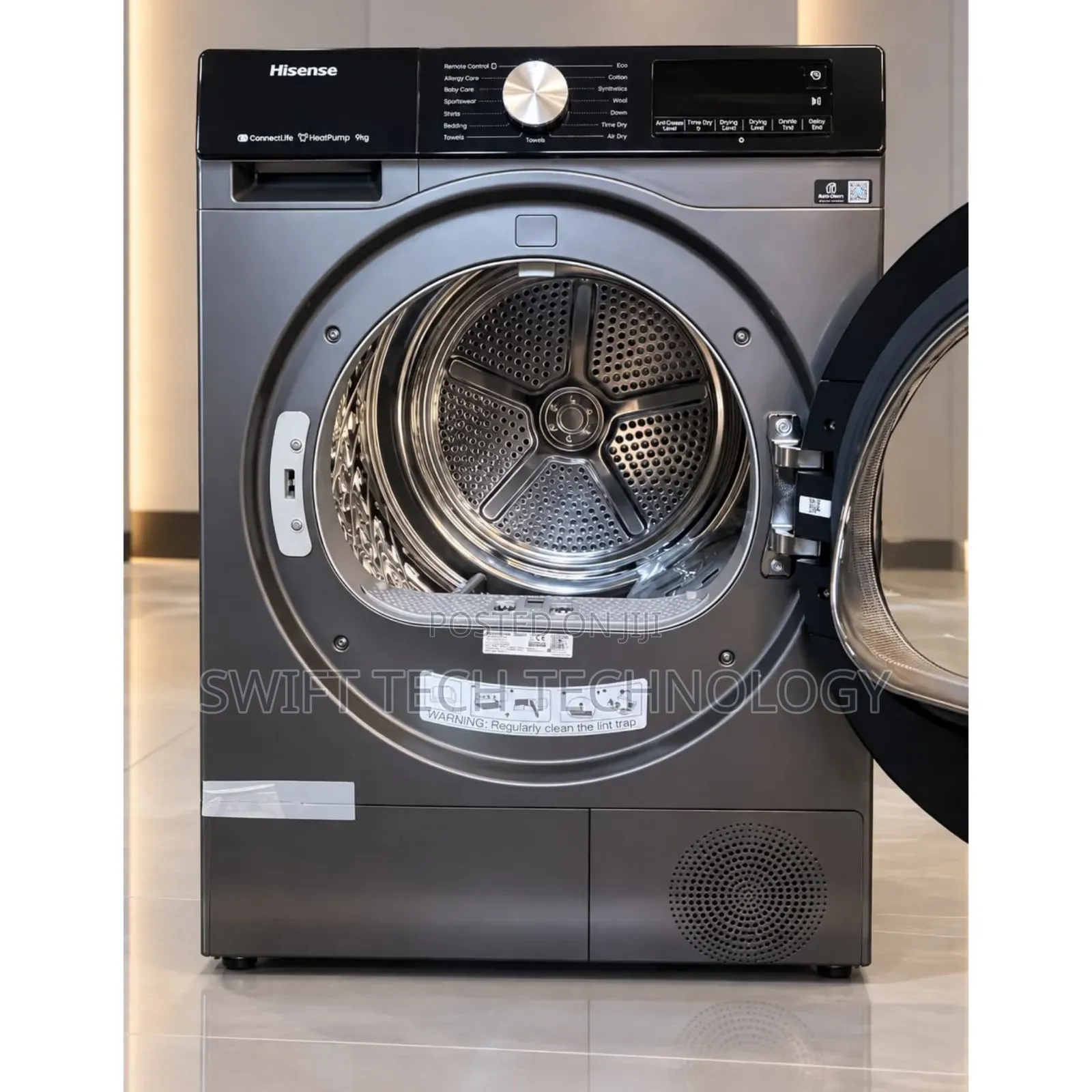 Hisense 9kg Inverter Heat Pump Dryer, 15 Drying Programs,
