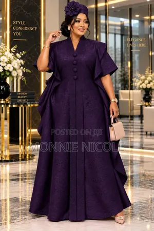 High Quality Purple Boubou/Kaftan With Headgear