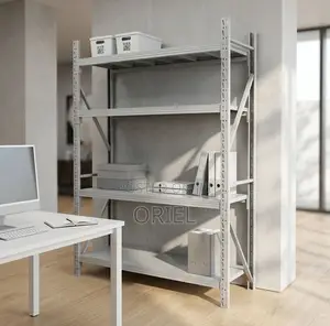 Office Cabinet : White 4-Tier Heavy Duty Metal Display Rack