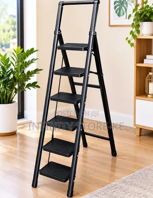 6-Step Folding Ladder With Wide Anti-Slip Pedals and a Top Handgrip.