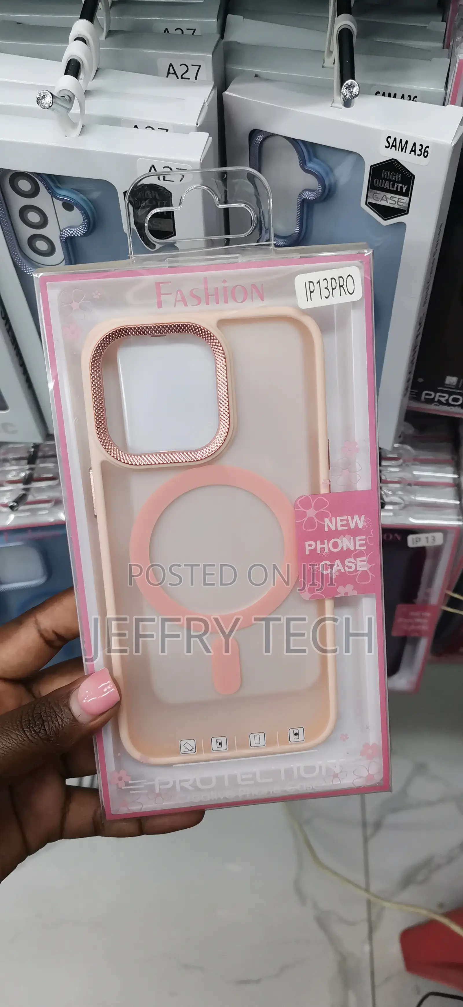 Pink iPhone 13 Pro MagSafe Case a Matte Translucent Back a Metallic