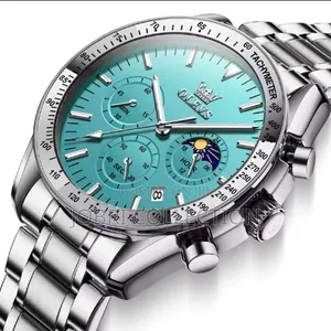 Blue Face Olevs Chronograph Gents Stainless Steel Watch