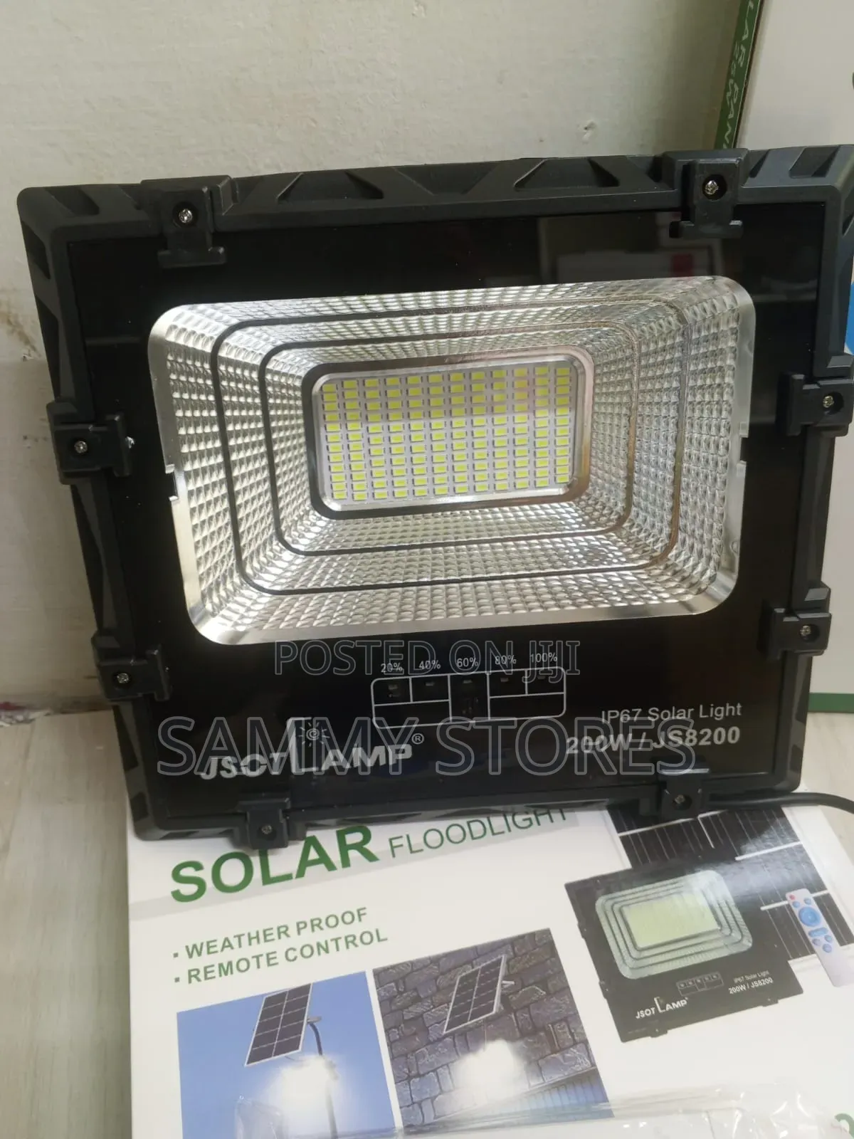 JSOT Lamp 200W Solar LED Flood Light for Compound, Gate & Garden