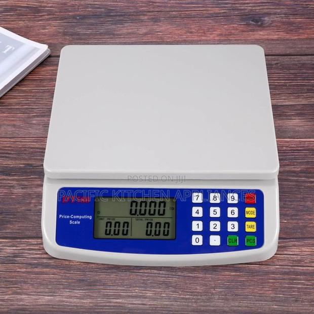 Digital Kitchen Scale - 30kg Capacity, White Plastic, LCD Display, - main view