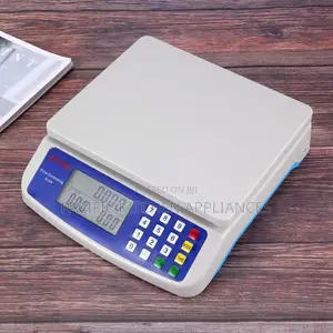 Digital Kitchen Scale - 30kg Capacity, White Plastic, LCD Display,