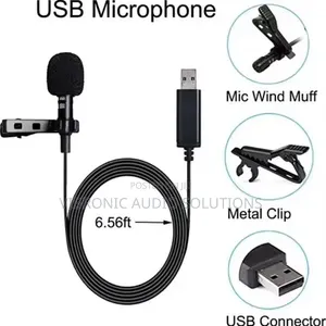USB Lapel Microphone (Plug & Play) - Black