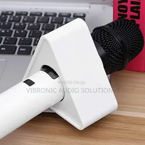 Triangle Shaped TV Interview Microphone Logo Flag Station - White