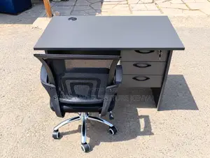 Desk With 3 Lockable Drawers and Ergonomic Mesh Office Chair Set