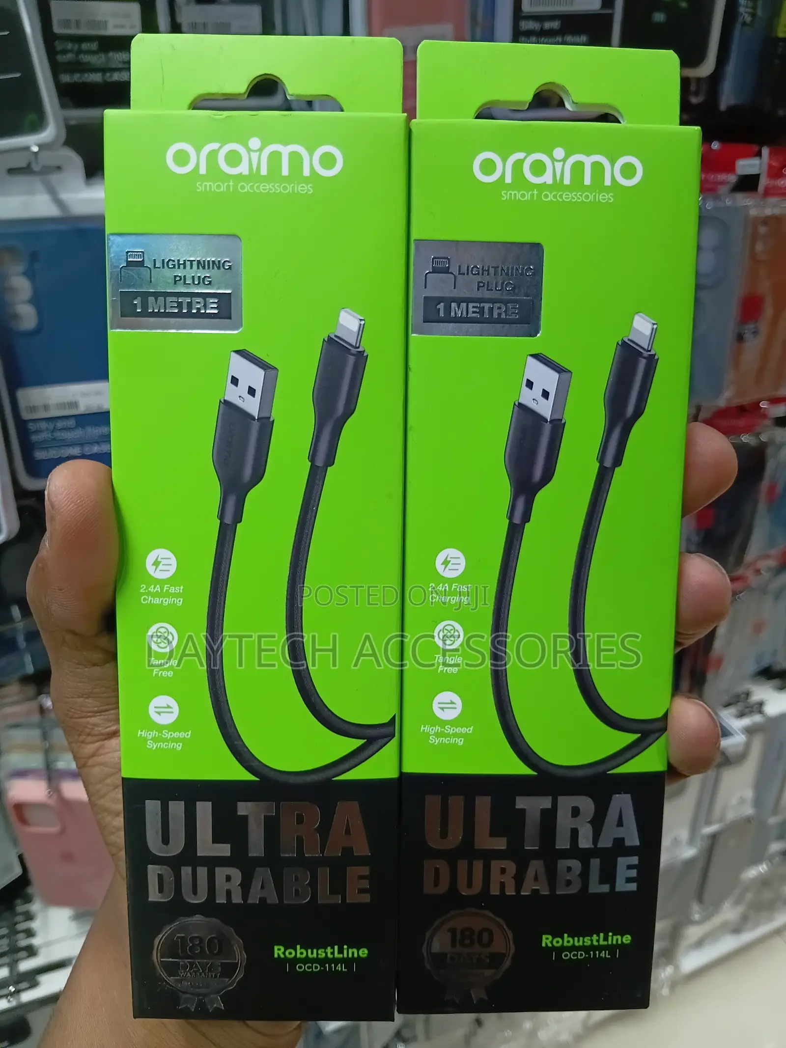 Oraimo RobustLine USB-A to Lightning 2A 1M Charging & Data Cable.