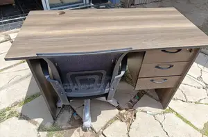 Executive Office Desk With 3-Drawer Pedestal & Mesh Chair