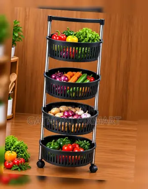 Multi-Tier Plastic Fruit Storage Rack – 4 Levels