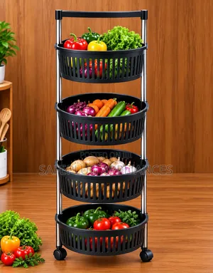 Multi-Tier Plastic Fruit Storage Rack – 4 Levels