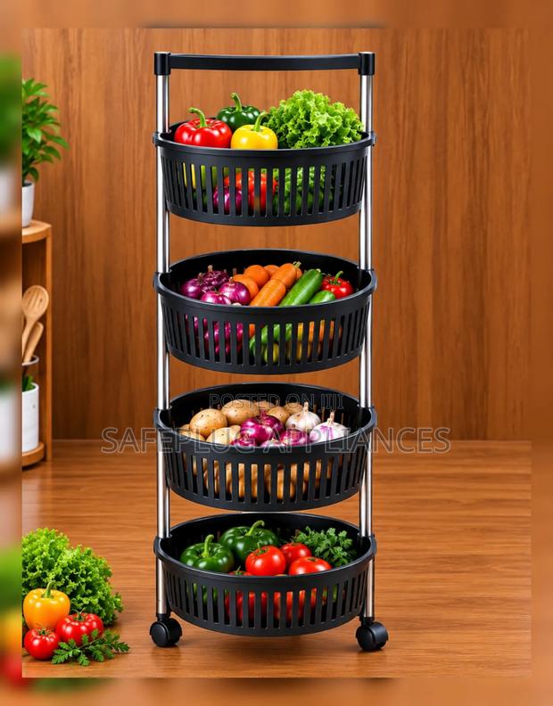 4-Tier Plastic Kitchen Fruit & Vegetable Rack - main view
