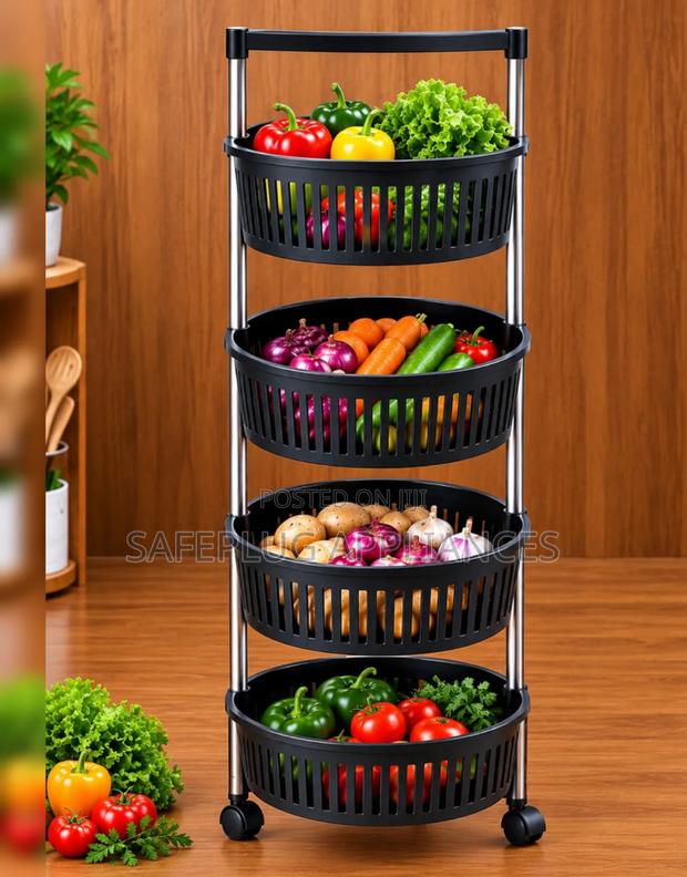 4-Tier Plastic Kitchen Fruit & Vegetable Rack - thumbnail 2