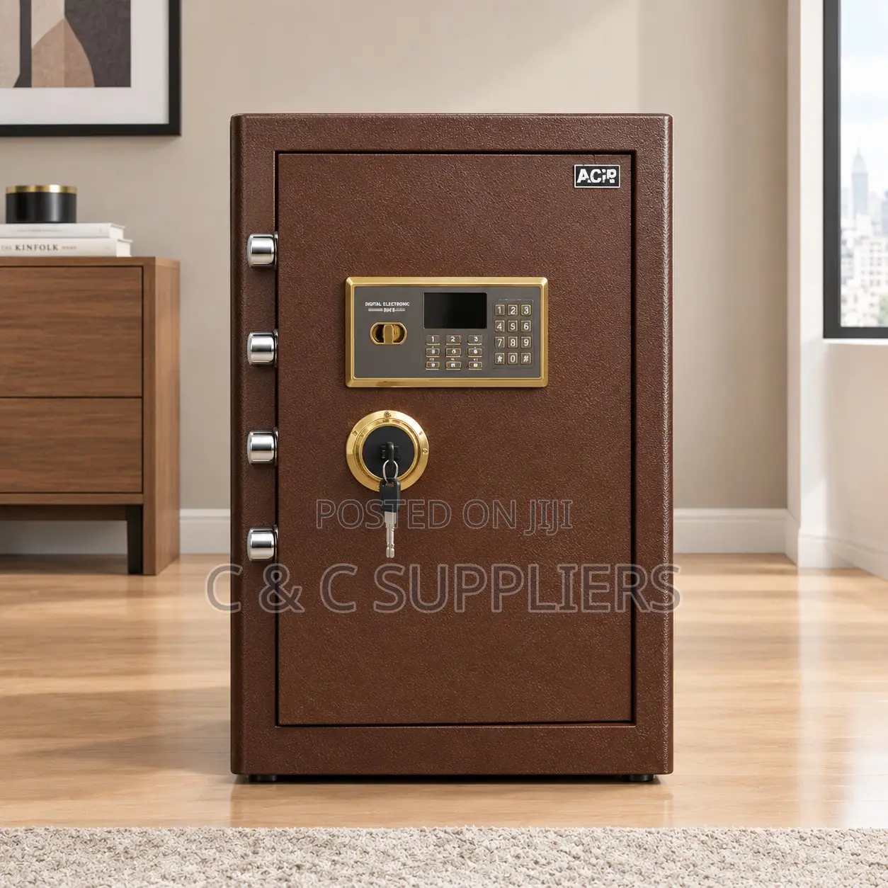 Brown Digital Fireproof Safe-70Kg