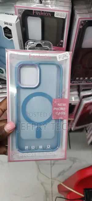 Light Blue Translucent MagSafe Case Camera Ring for iPhone 12 Pro.