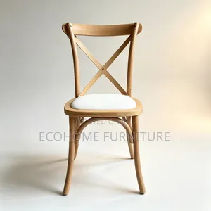 Wooden Cross Back Chair With Cream Cushion – Elegant Dining Seat