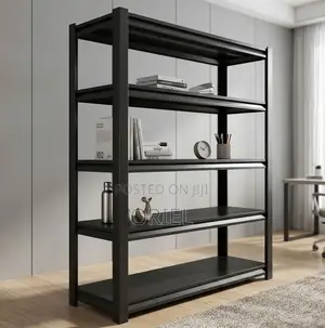 Industrial 5-Tier Black Metal Rack Kenya – Heavy-Duty Storage Shelf