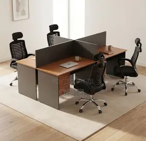 4-Station Modular Office Workstation – Modern Team Work Desk