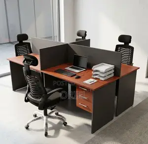 4-Station Modular Office Workstation – Modern Team Work Desk