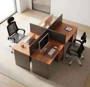 4-Station Modular Office Workstation – Modern Team Work Desk