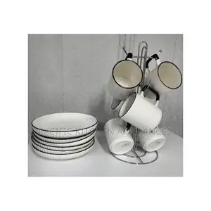 12 PCS Japanese Ceramic Tea Set – 6 Cups & 6 Side Plates