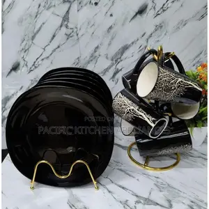 Classy Ceramic Plate and Mug Set, Mugs 6pcs Plates 6pcs