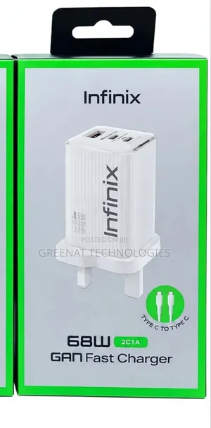 Infinix 68W GAN Fast Charger Laptop Type C to Type C Cable Original