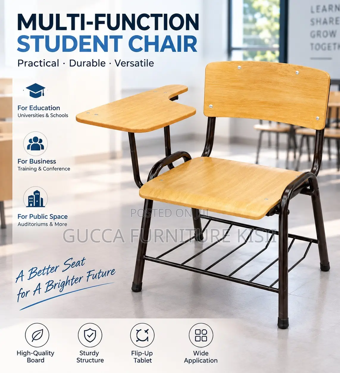 Customized Ergonomic Wooden Lecture Chair
